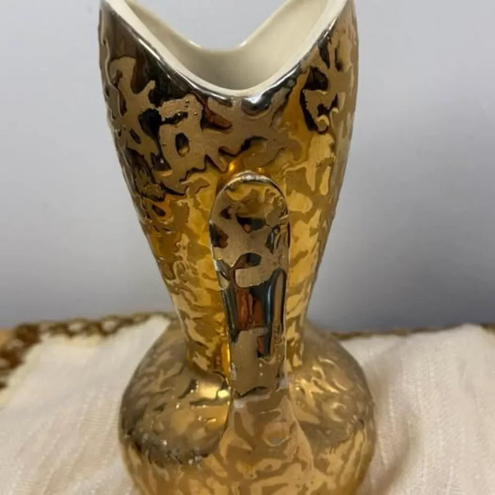 Vintage Gold Weeping Glaze Ceramic Double Handle Vase